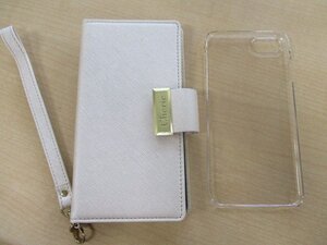 【大幅値下げ/最終処分】新品★Cherie スマートフォン用 手帳型ケース/マルチカバー ベージュ★iPhone7 クリアケース付き★レターパック送