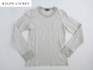 美品 ラルフローレン ★㈱ナイガイ　グレー×白　ボーダー　長袖　Tシャツ　カットソー　150