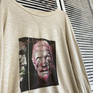 AULS 1スタ ベージュ バンド Tシャツ 長袖 ロンT バットホールサーファーズ ロック 90s 00s ビンテージ 古着 卸 仕入れ kg