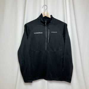 【企業ロゴ刺繍入】使用感少 patagonia パタゴニア フリースジャケット レギュレーター R1 ポーラテック ハーフジップ ブラック M 黒