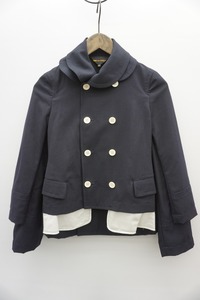 美品00s COMME des GARCONS コムデ ギャルソン レイヤード ドッキング ジャケット 丸襟 AD2007 GA-J015 アーカイブ 紺1025N▲