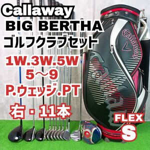 メンズ初心者用 ぶっ飛び キャロウェイ ビッグバーサ ゴルフクラブセット 右打ち Callaway 11本　Y24111301