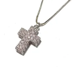 SWAROVSKI(スワロフスキー) ネックレス美品  - ライトピンク×シルバー クロス(十字架)