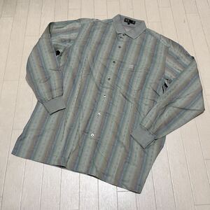 和498★ DAKS ダックス 長袖 ボタンシャツ カジュアル M ブルー グリーン メンズ GOLF ゴルフ