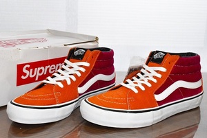 VANS × Supreme バンズ × シュプリーム Sk8-Mid Pro SUPR クロコ型押しレザー×コーディロイ スケハイ ミッド スニーカー 27.5cm 未使用 