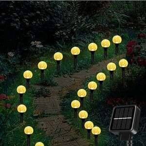 【新品】PinPon ソーラーライト アウトドア クリスタルボールライト 防水 LED30個 ガーデン装飾 ストリングライト 通路 歩道 no.1102