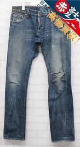 3P8594/DSQUARED2 ダメージ加工デニムパンツ イタリア製 ディースクエアード