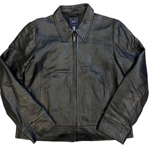 90s 00s GAP レザージャケット 本革 L ブラック OLD GAP オールド ギャップ スポーツジャケット Genuine Leather ジャケット