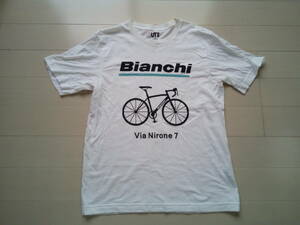 ユニクロジーユーピークドイエローＴシャツロードバイクビアンキカストロールバイクバイカーＴシャツBianchi Via Nirone7