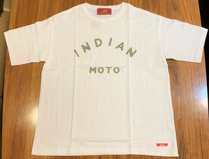 【Indian Motocycle】Mサイズ　ホワイト　ロゴ”INDIAN MOTO”Tシャツ　インディアンモトサイクル　ランブル