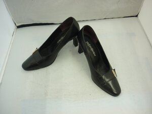 【YVES SAINT　LAURENT】イヴサンローラン　レディスパンプス　ブラック　レザー　36　1/2（約23.5cm）ヒール7.5cm　SY02-DVA