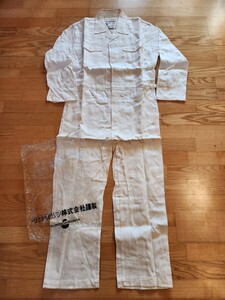 新品　1970年代製　送料込■KURODARUMA 　350 WORKING WEAR ツナギ　繋　ワークウェア　日本製　よごれ有り　オフホワイト　L