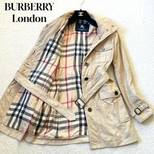 1円～美品 希少 BURBERRY LONDON バーバリー ロンドン トレンチコート シングルコート スエードレザー ヤギ革 メガチェック サイズM