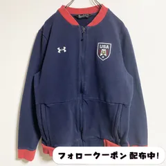 古着 used　UNDER ARMOUR フルジップスウェット　刺繍　ネイビー　ビッグシルエット　オーバーサイズ　レトロ　デザイン　秋冬服