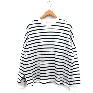 ザラ ZARA カットソー Tシャツ 長袖 コットン ボーダー M ホワイト 白 /KT19 レディース