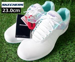 【新品タグ付】SKECHERS GOLF 撥水加工 スパイクレスゴルフシューズ 23.0cm ホワイト×マルチ 5GEN GOGAMAX スケッチャーズ 定価9,900円