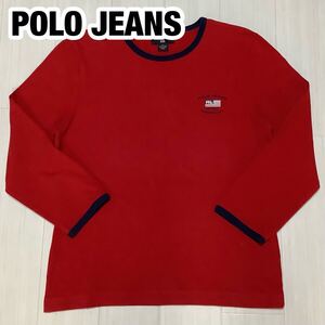 POLO JEANS CO.RALPH LAUREN ポロジーンズ コウ ラルフローレン 長袖Tシャツ L レッド プリントロゴ