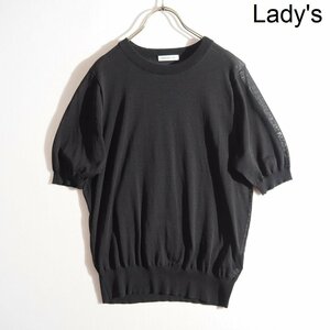 M3840P　▼EVERYDAY I LIKE. ドゥーズィエムクラス▼ 23SS Sheer ハーフスリーブ プルオーバー ブラック / 半袖 シアーニット 春夏 rb mks