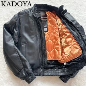 【極美品】 KADOYA カドヤ 【抜群のシルエット】 シングル ライダースジャケット レザージャケット ブラック 黒 メンズ 秋 冬 サイズL