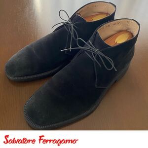 サルヴァトーレ フェラガモ /チャッカブーツ /ブラック /スエード/25.0〜25.5 Salvatore Ferragamo正規品