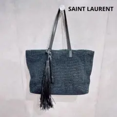 Saint Laurent ラフィア ショッピング トートバッグ フリンジ