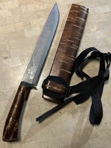 佐治武士アウトドア ナイフ 雅（黒武者型） 白紙多層鋼　和式ナイフ　未使用保管品