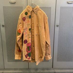 古着　ヴィンテージ　vintage シャツ　コーデュロイシャツ　リメイク　リメイクシャツ　カラフル　派手　個性派