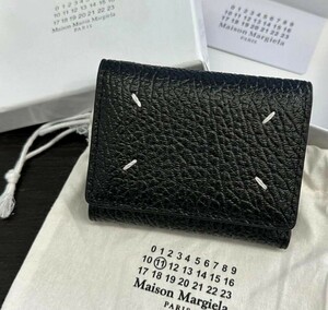 新品未使用 Maison Margiela メゾンマルジェラ 二つ折り財布 ブラック 本革