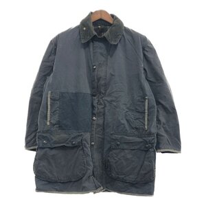 90年代 イングランド製 Barbour バブアー BORDER ボーダー オイルドジャケット ユーロ ブラック (メンズ C42/107CM) 中古 古着 P6423