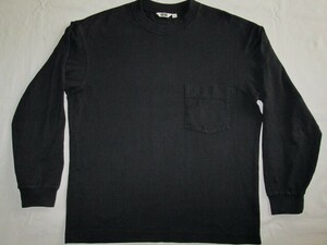 ★古着 2019年 UNIQLO U ユニクロ U クルーネックT(長袖) S 09.BLACK ブラック 黒 クリストフ・ルメール 厚手 胸ポケット付き長袖T ロンT★