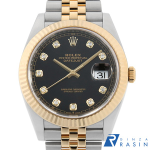 ロレックス デイトジャスト41 10Pダイヤ 126333G ブラック 5列 ジュビリーブレス ランダム番 中古 メンズ 腕時計　