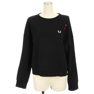 フレッドペリー FRED PERRY × エイミー ワインハウス AMY WINEHOUSE スウェット トレーナー ハートモチーフ ワッペン 裏毛 ブラック US6 M