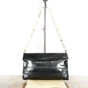 RETRO VINTAGE LEATHER CHAIN SHOULDER BAG MADE IN ITALY/レトロ古着レザーチェーンショルダーバッグ