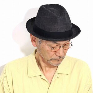 [ 56cm ] STETSON ハット ステットソン からみ織り 麻 メッシュ 涼しい 中折れハット サイズ調整可能 こげ茶 ダークブラウン 