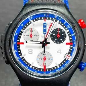 SWATCH スウォッチ CHRONO クロノ Blue Ring SOB405 腕時計 アナログ クオーツ カレンダー ナイロンベルト 新品電池交換済み 動作確認済み