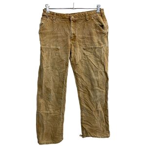 Carhartt ワークパンツ W34 カーハート レディース ダブルニー ブラウン コットン メキシコ製 古着卸 アメリカ仕入 2401-364