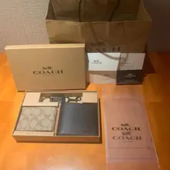 新品　Coach　コーチ 【合計３点 付属品セット】財布２点+レザーキーリング