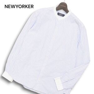 NEWYORKER ニューヨーカー 通年 長袖 ストライプ バンドカラー シャツ Sz.L　メンズ　C4T09173_A#C