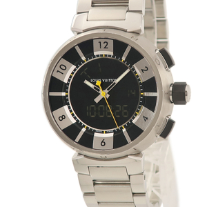 【3年保証】 ルイヴィトン タンブール イン ブラック クロノグラフ デジタルアナログ Q118F1 デジアナウォッチ クオーツ メンズ 腕時計
