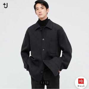 UNIQLO - ユニクロ +J ウールブレンド オーバーサイズシャツジャケット　メンズ　S　ジルサンダーコラボ