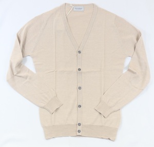 新品 John Smedley　ジョンスメドレー 最高級シーアイランドコットン・メリノウール　 Sサイズ LIGHT TAUPE カーディガン