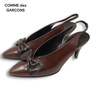 【新品 未使用】 希少 80s~90s★ COMME des GARCONS コムデギャルソン リボン♪ ヒール ミュール パンプス Sz.24 レディース　K4G00145_C#U