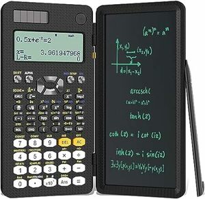 ROATEE 関数電卓 電卓付き電子メモパッド 417 多機能電子計算機 2in1微分積分・統計計算・数学自然表示 4行表示 関数