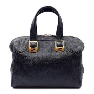 ◆良品◆ フェンディ FENDI ハンドバッグ 鞄 8BL114 カメレオン レザー 本革 ゴールド金具 G金具 保存袋 黒系 レディース 01-24103101-J