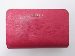 22-42　FURLA　フルラ　バビロン　二つ折り財布　コンパクトウォレット　箱・保存袋あり　ホック緩め　ピンク