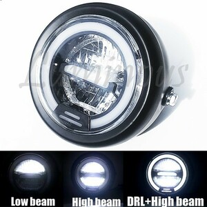 イカリング ポジション LEDデイライト LEDヘッドライト ケース付 YBR125 SR125 SR400 SR500 ルネッサ 汎用 カフェ仕様