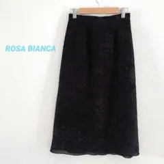 一点限定 ROSA BIANCA ミモレ丈スカート M ブラック 総柄