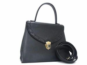 1円 ■美品■ YVESSAINTLAURENT イヴサンローラン ヴィンテージ レザー 2WAY クロスボディ ハンドバッグ ショルダー ブラック系 AZ5835