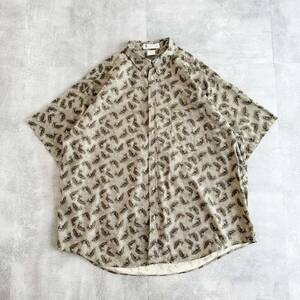 90s Columbia コロンビア 魚柄 半袖 総柄シャツ ボタンダウンシャツ / 古着 ビンテージ ヴィンテージ アロハシャツ オープンカラー 00s ①