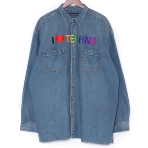 BALENCIAGA I Love Techno オーバーサイズデニムシャツ サイズ39 インディゴ 557783 TAP20 バレンシアガ 長袖 denim shirt